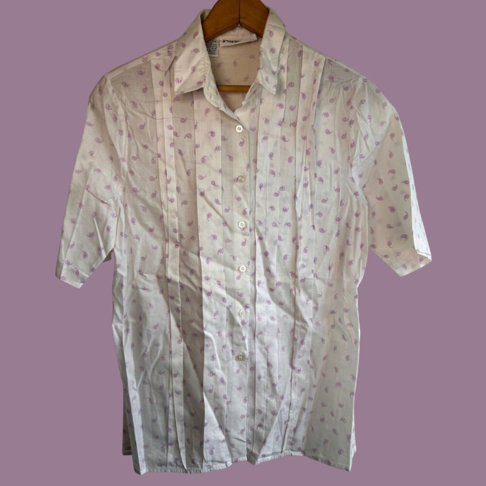 Vintage Personal Paisley Print Short Sleeve Button Down